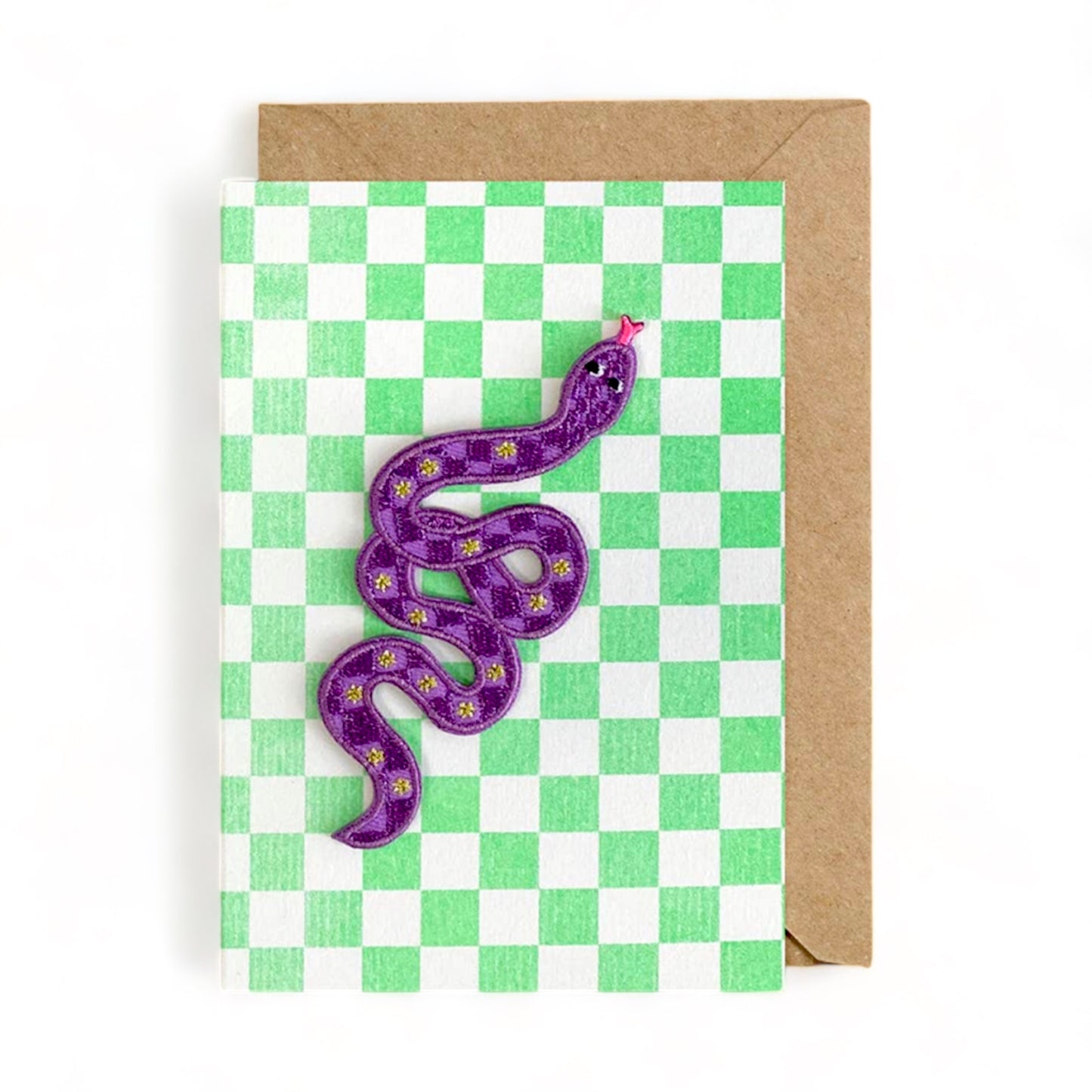 Embroidered Patch Greeting Card - Snake