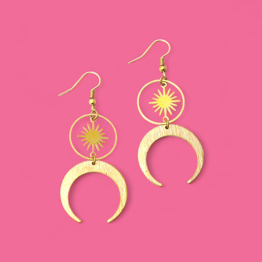Celestial Sun and Moon Earrings