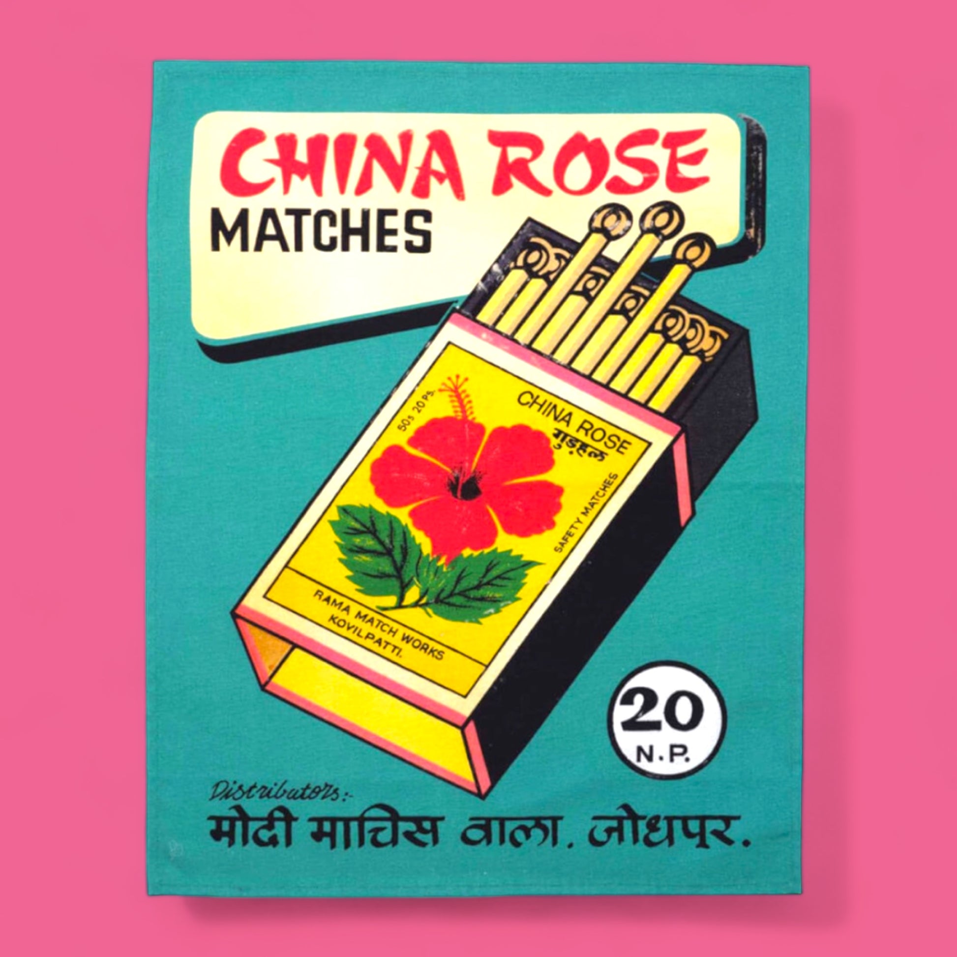 China Rose Matches Tea Towel - Hella Kitsch