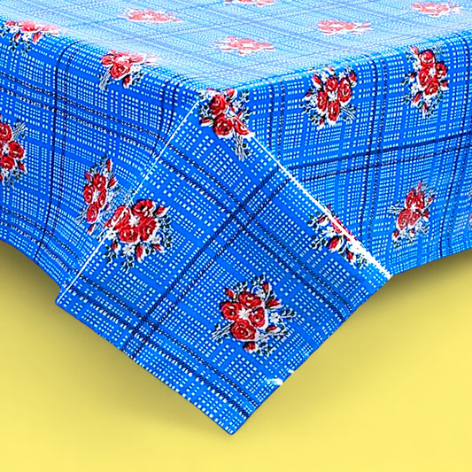 Oilcloth Tablecloth - Blue Bouquet - Hella Kitsch