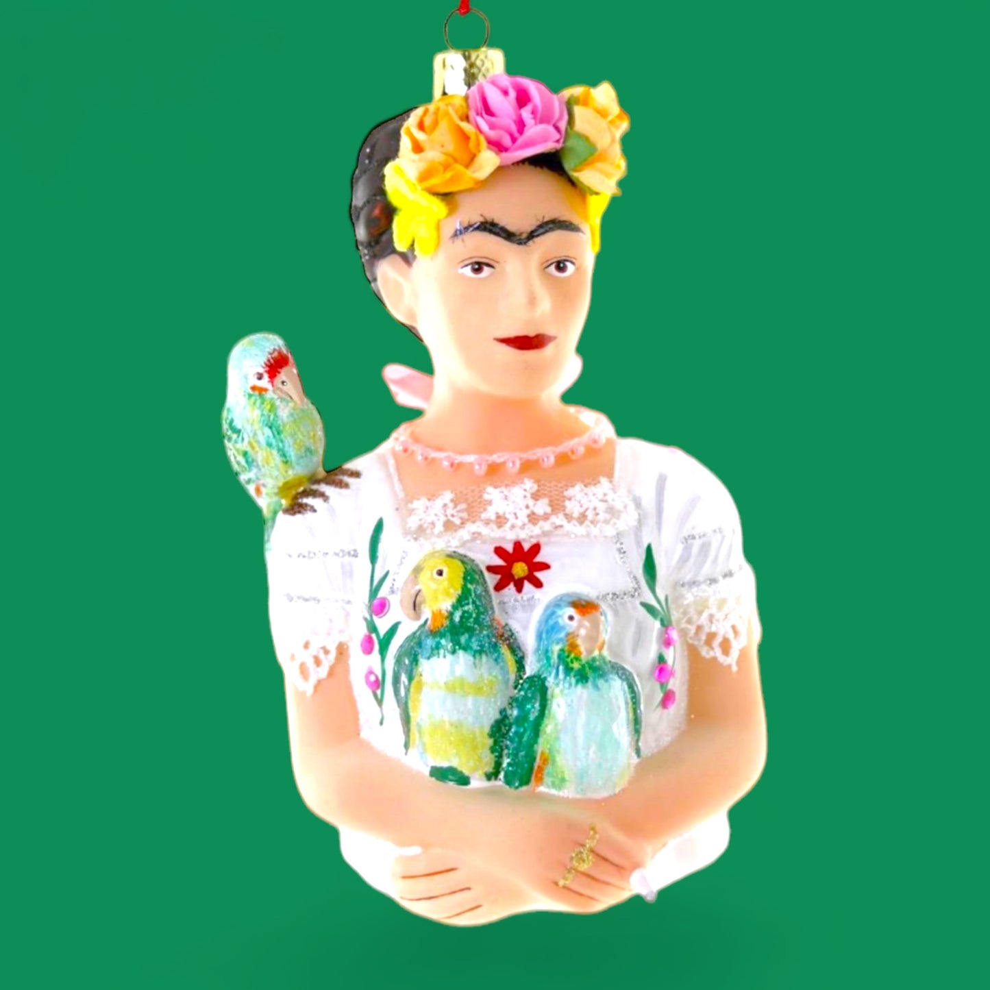 Frida Kahlo with Parrots Christmas Ornament - Hella Kitsch