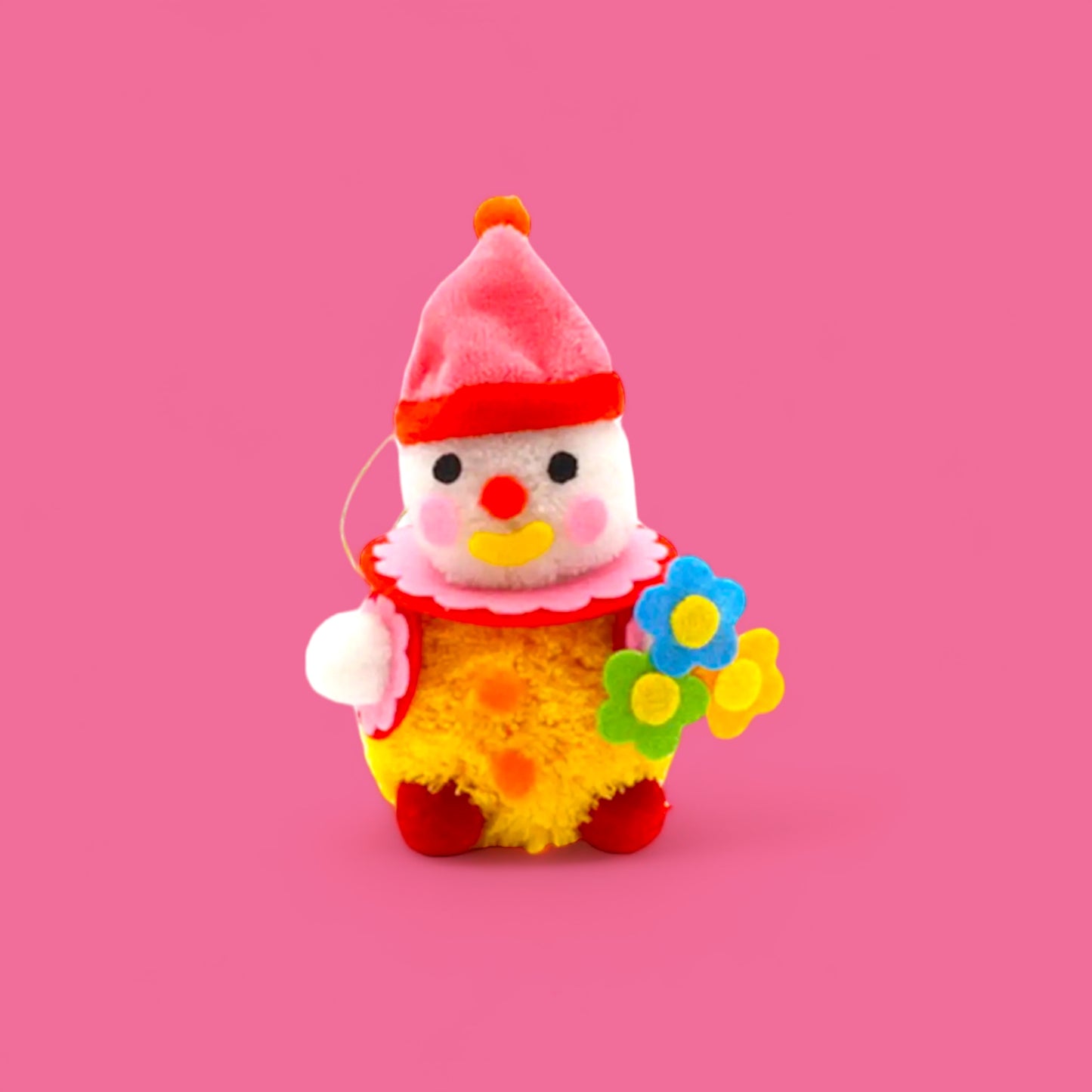 Kitschy Clown with Flowers Pom Pom Ornament - Hella Kitsch