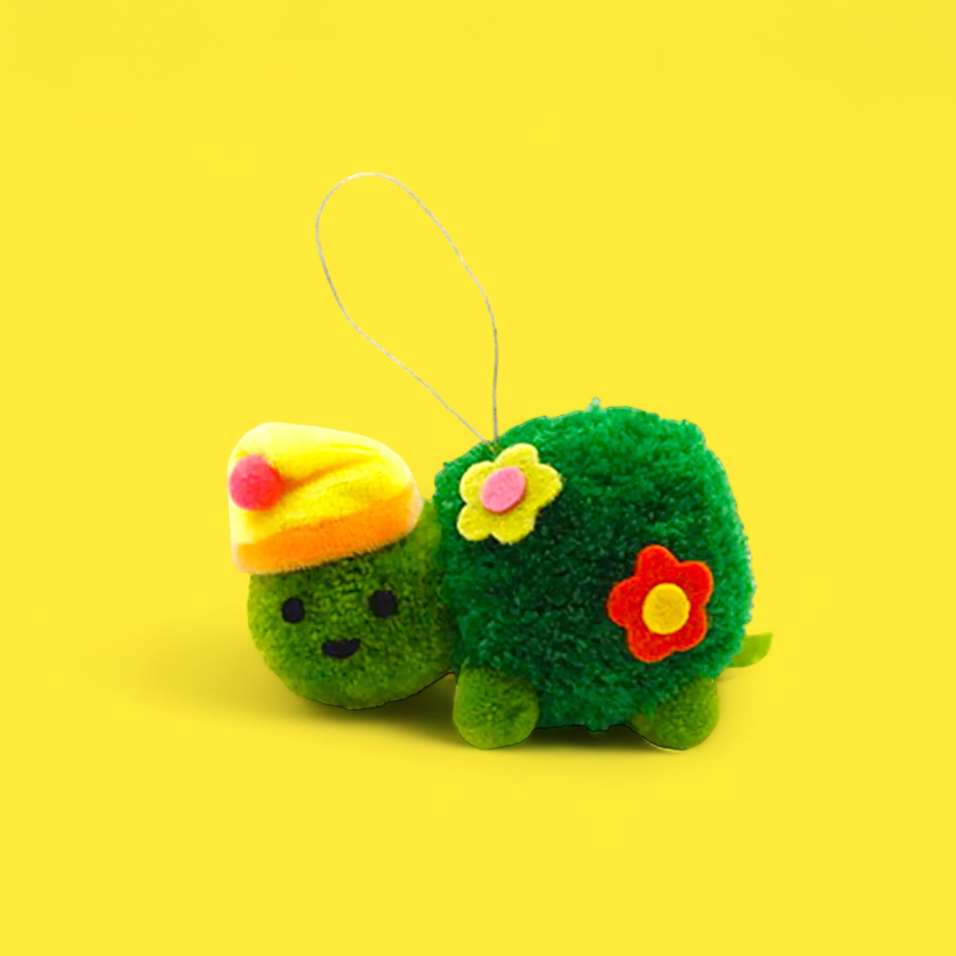 Kitschy Sleepy Turtle Pom Pom Ornament - Hella Kitsch