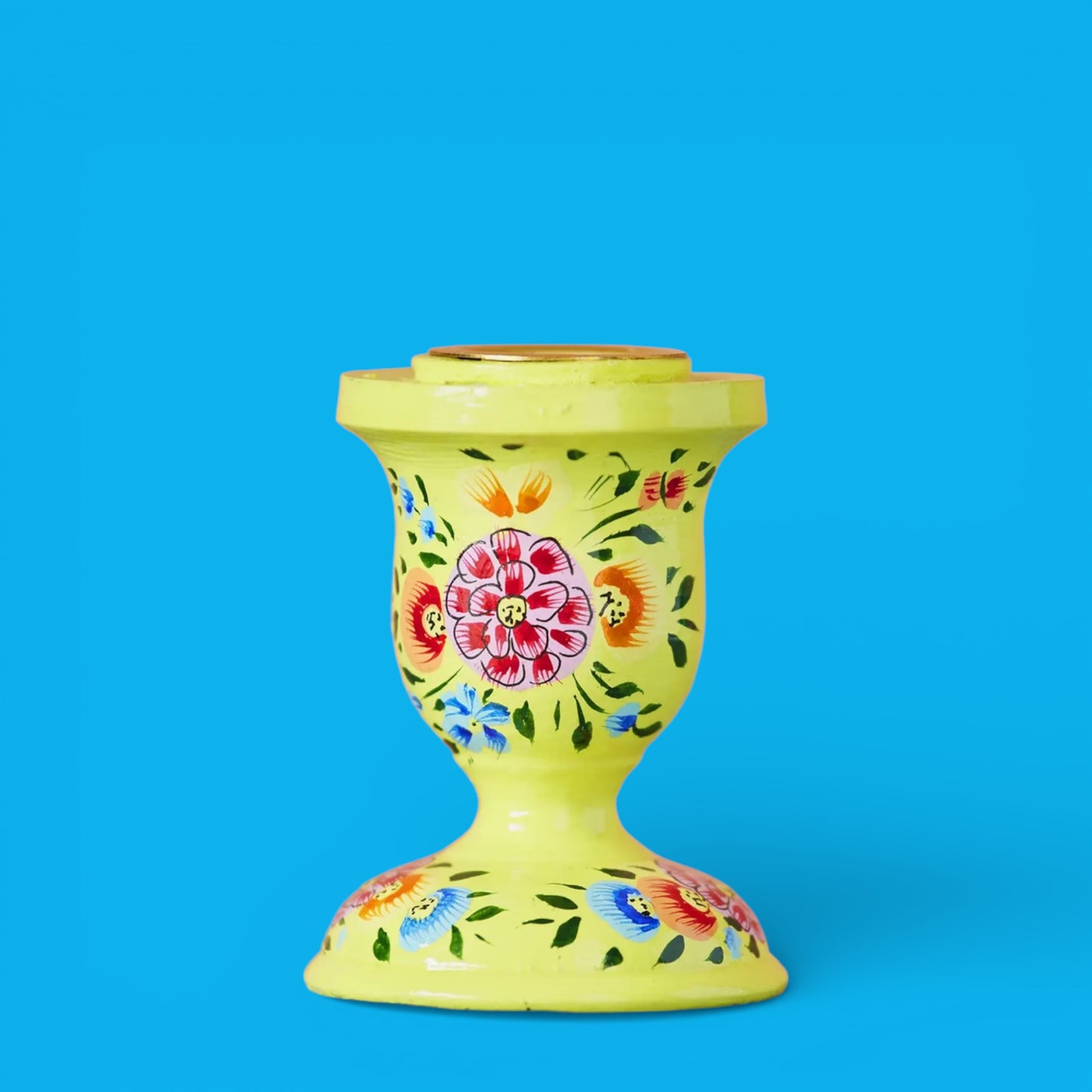 Small Wooden Kashmiri Candlestick Holders