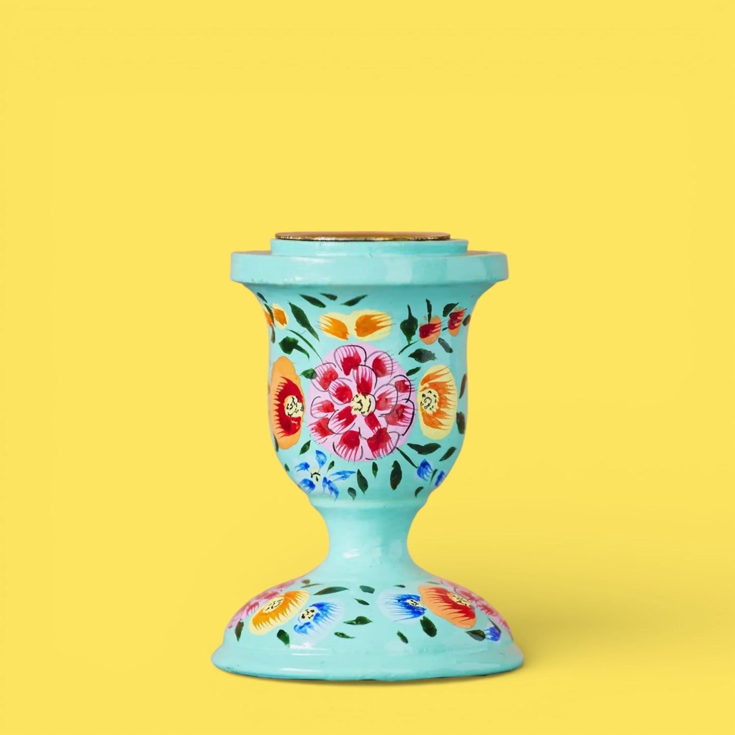 Small Wooden Kashmiri Candlestick Holders