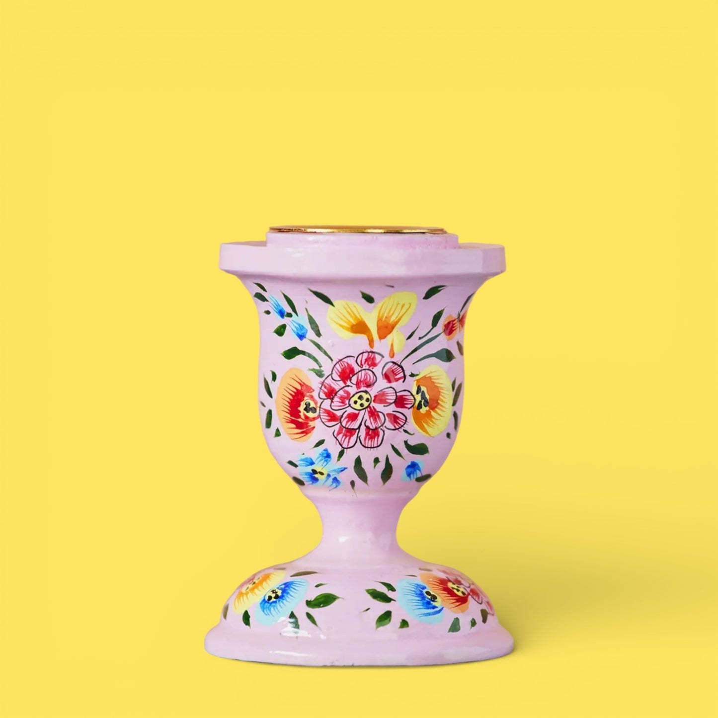 Small Wooden Kashmiri Candlestick Holders