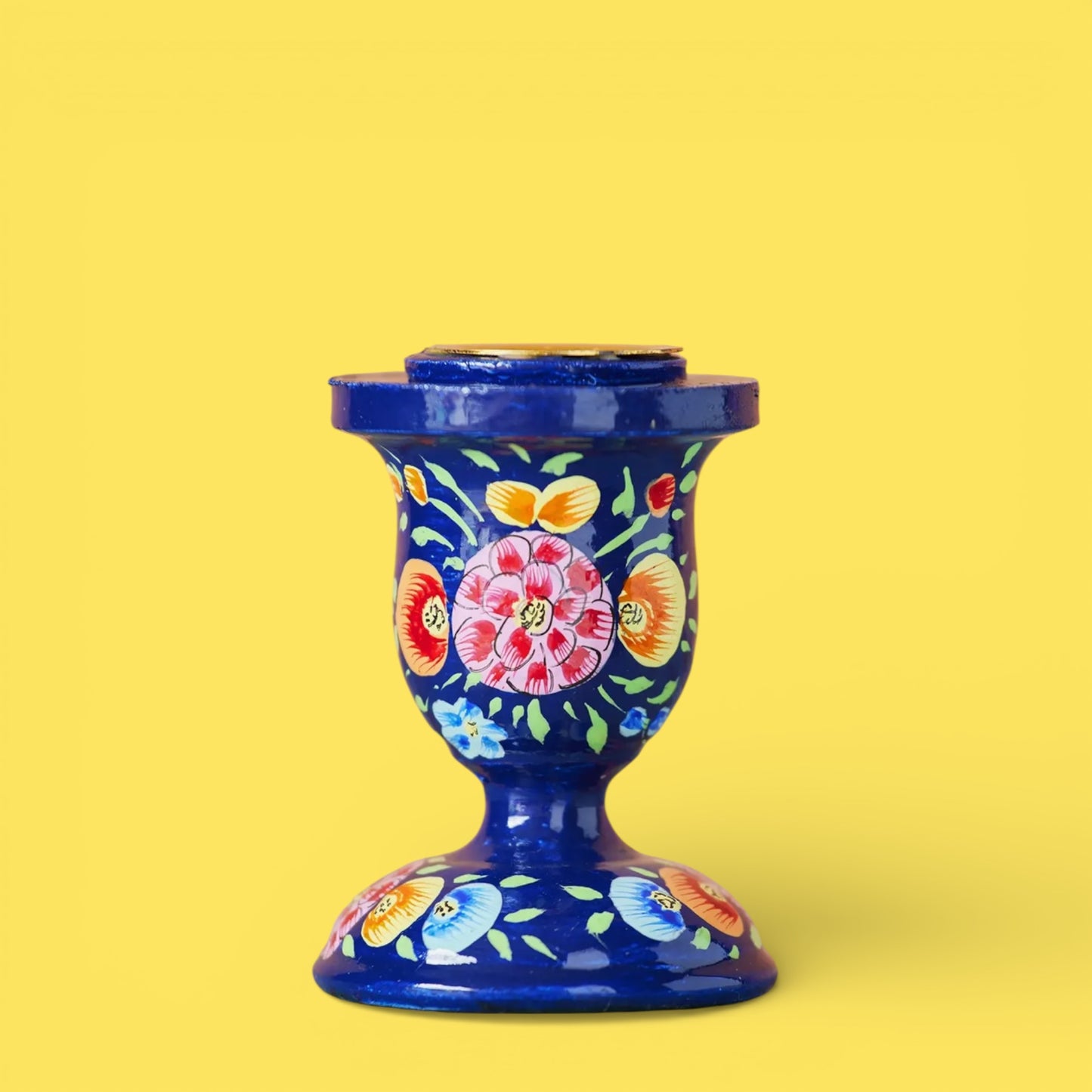 Small Wooden Kashmiri Candlestick Holders