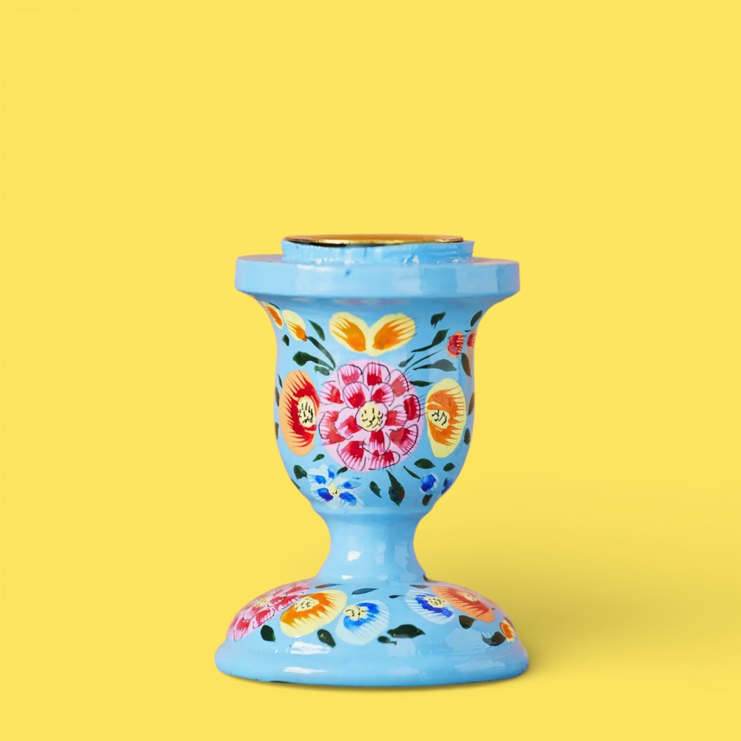 Small Wooden Kashmiri Candlestick Holders