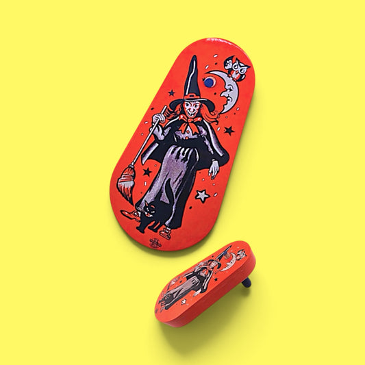 Retro Inspired 1950’s Tin Halloween Noisemaker - Broomstick Ruckus