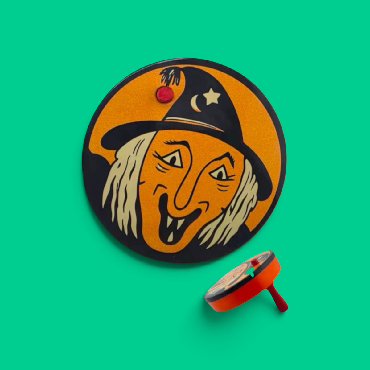 Retro Inspired 1950’s Tin Halloween Noisemaker - Witch’s Cackle