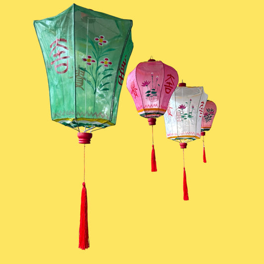 Hand-painted Gauze Chinese Lanterns Medium - Large
