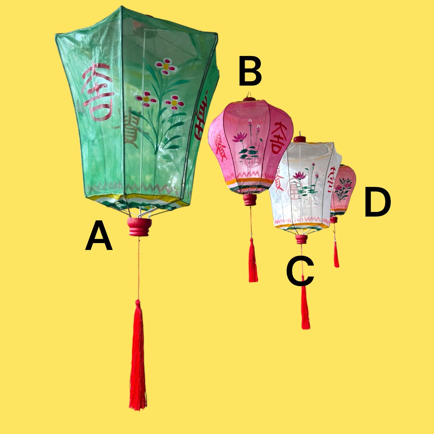 Hand-painted Gauze Chinese Lanterns Medium - Large