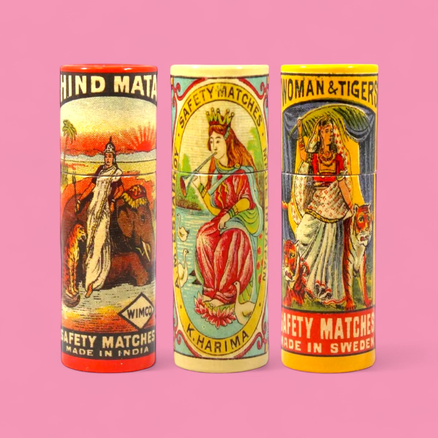 Vintage Safety Match Tubes