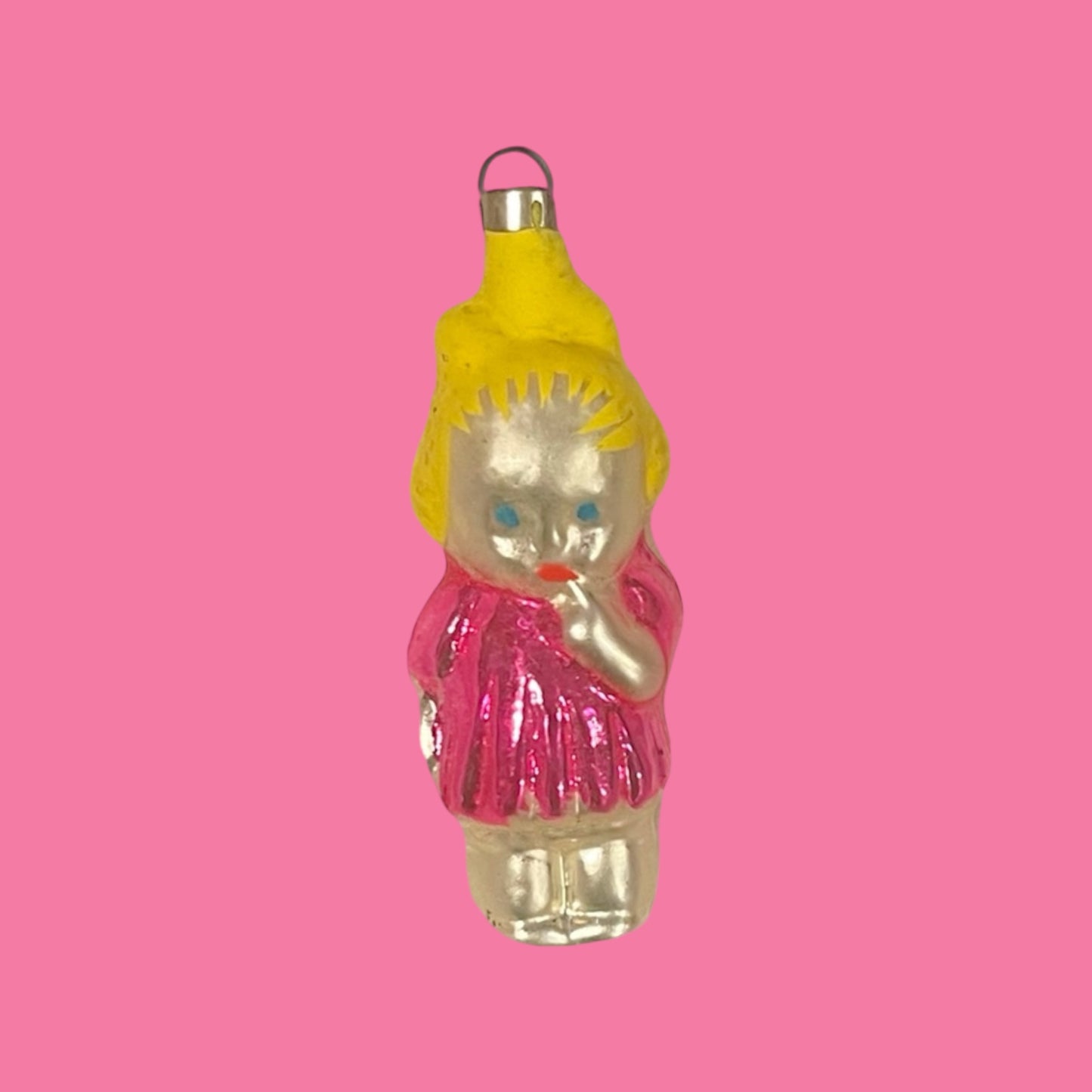 Vintage Czech Little Girl Ornament New Old Stock