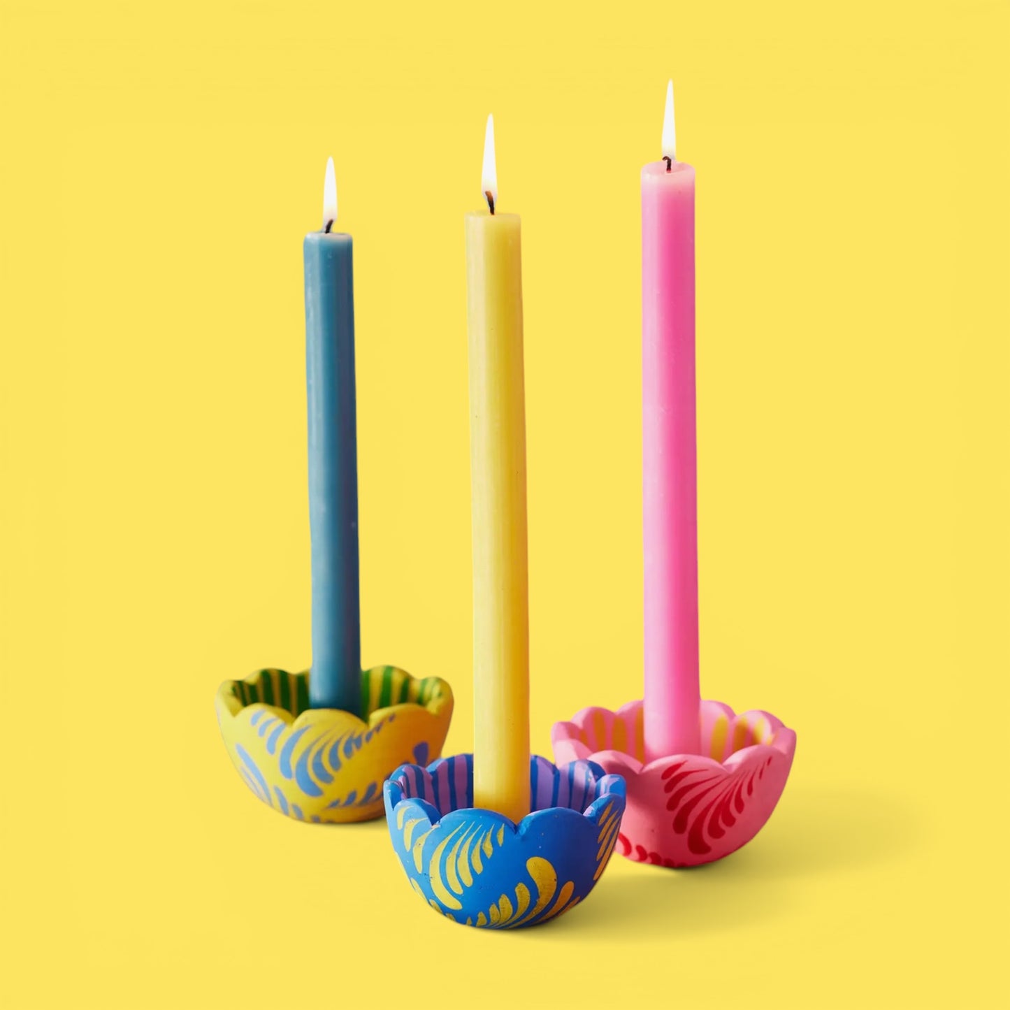 Shapla Hand Painted Flower Candle Holder