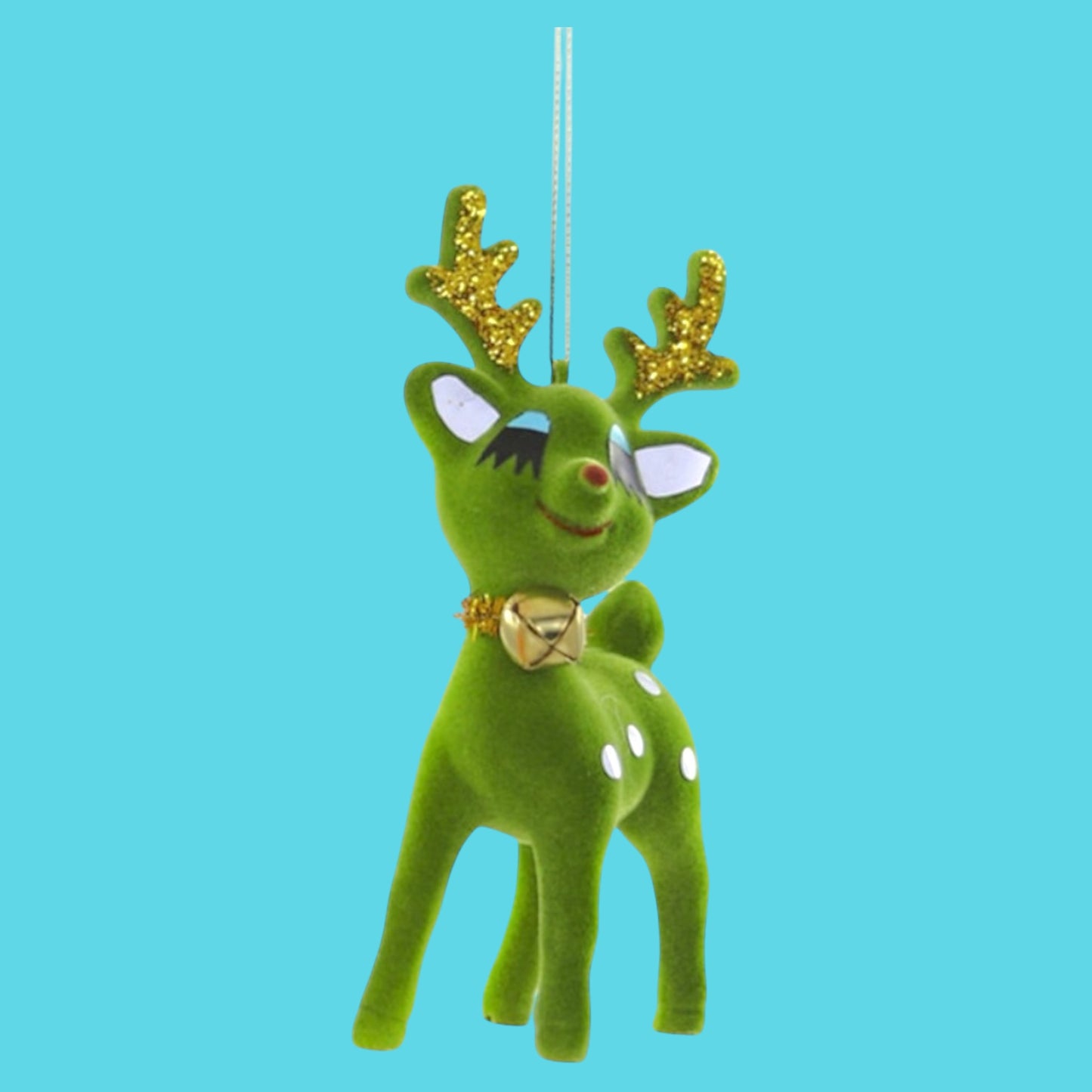 Cody Foster Retro Flocked Deer Christmas Ornament