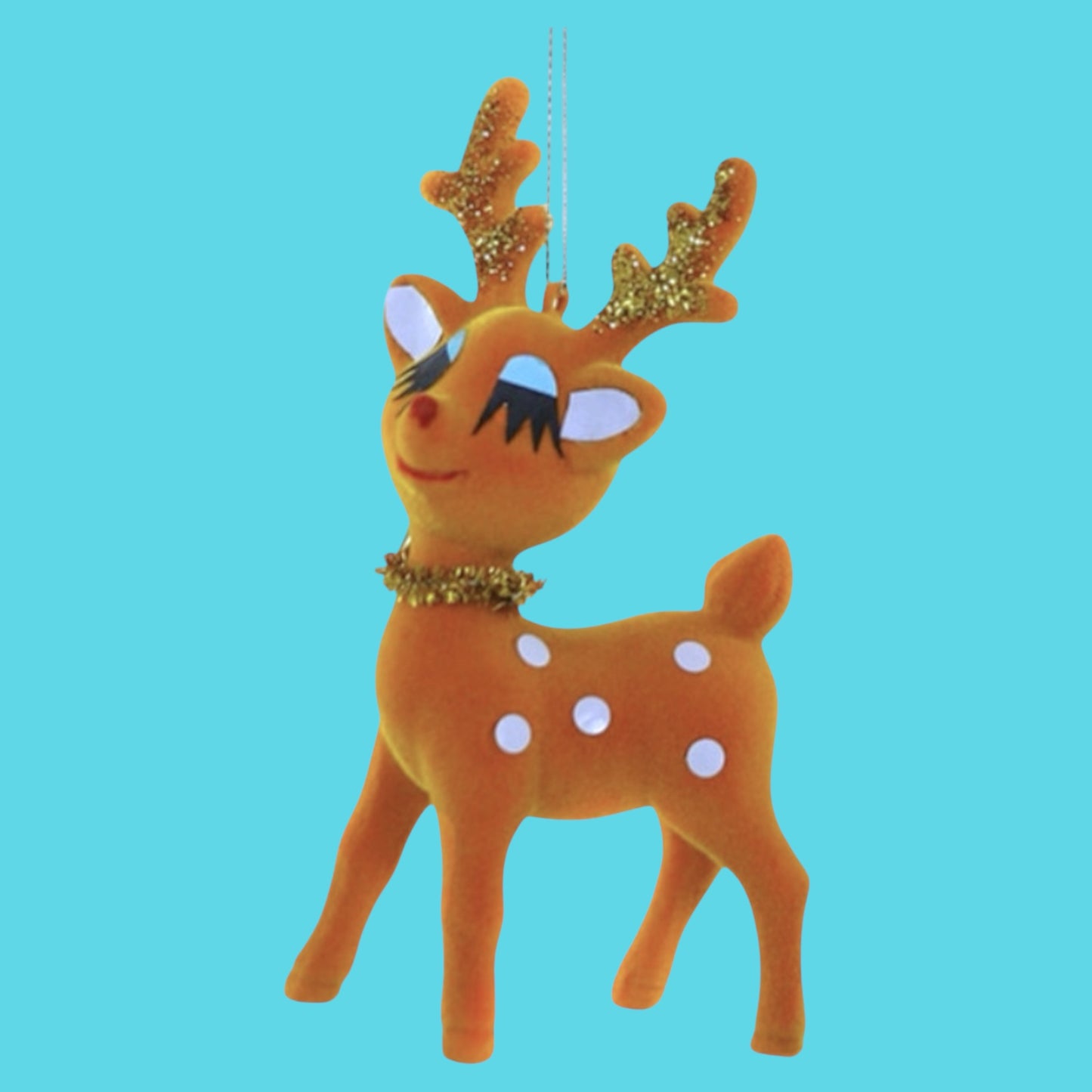 Cody Foster Retro Flocked Deer Christmas Ornament