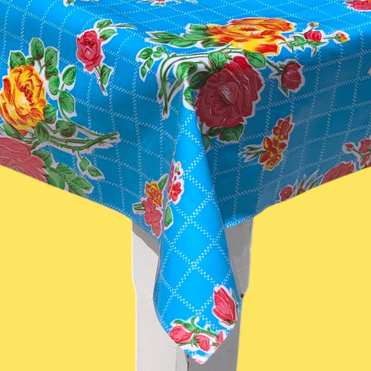 Rectangular Oilcloth Tablecloth - Blue Rosegall