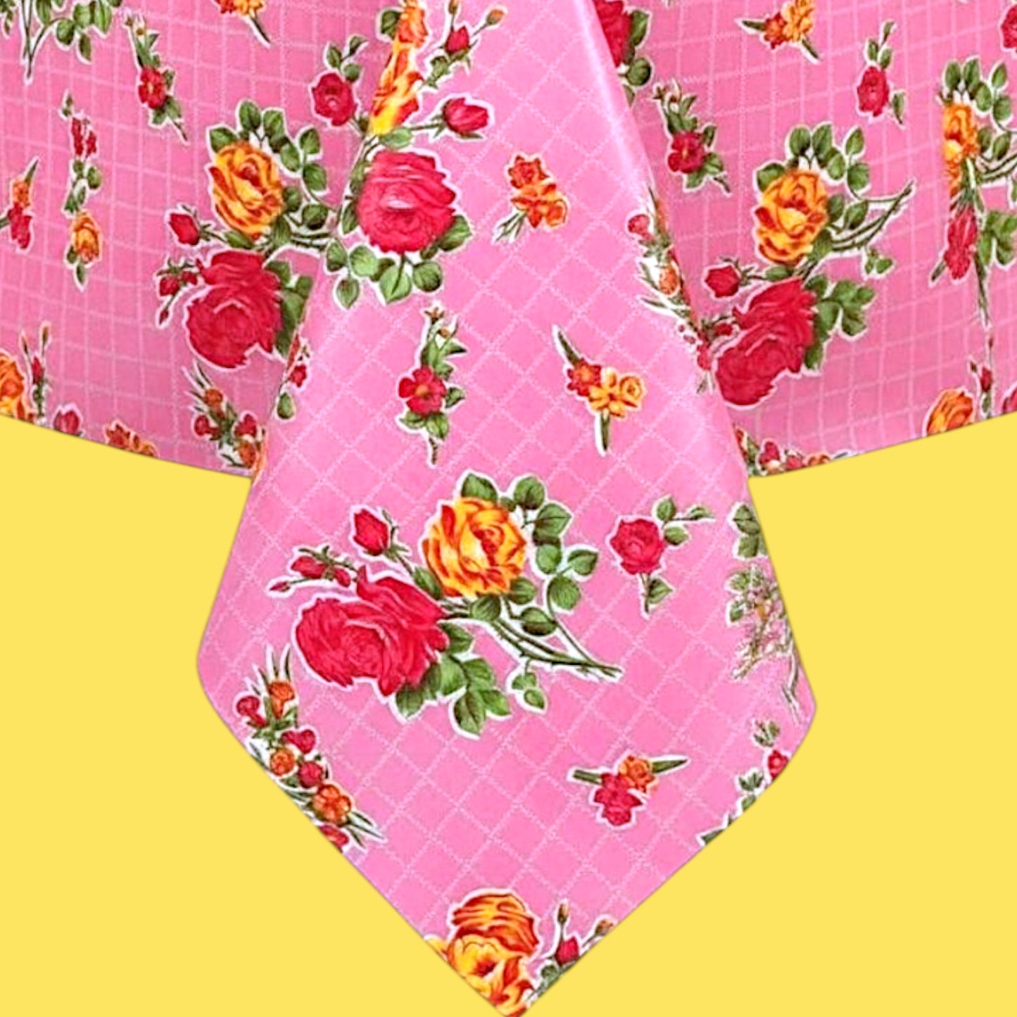 Rectangular Oilcloth Tablecloth - Pink Rosegall