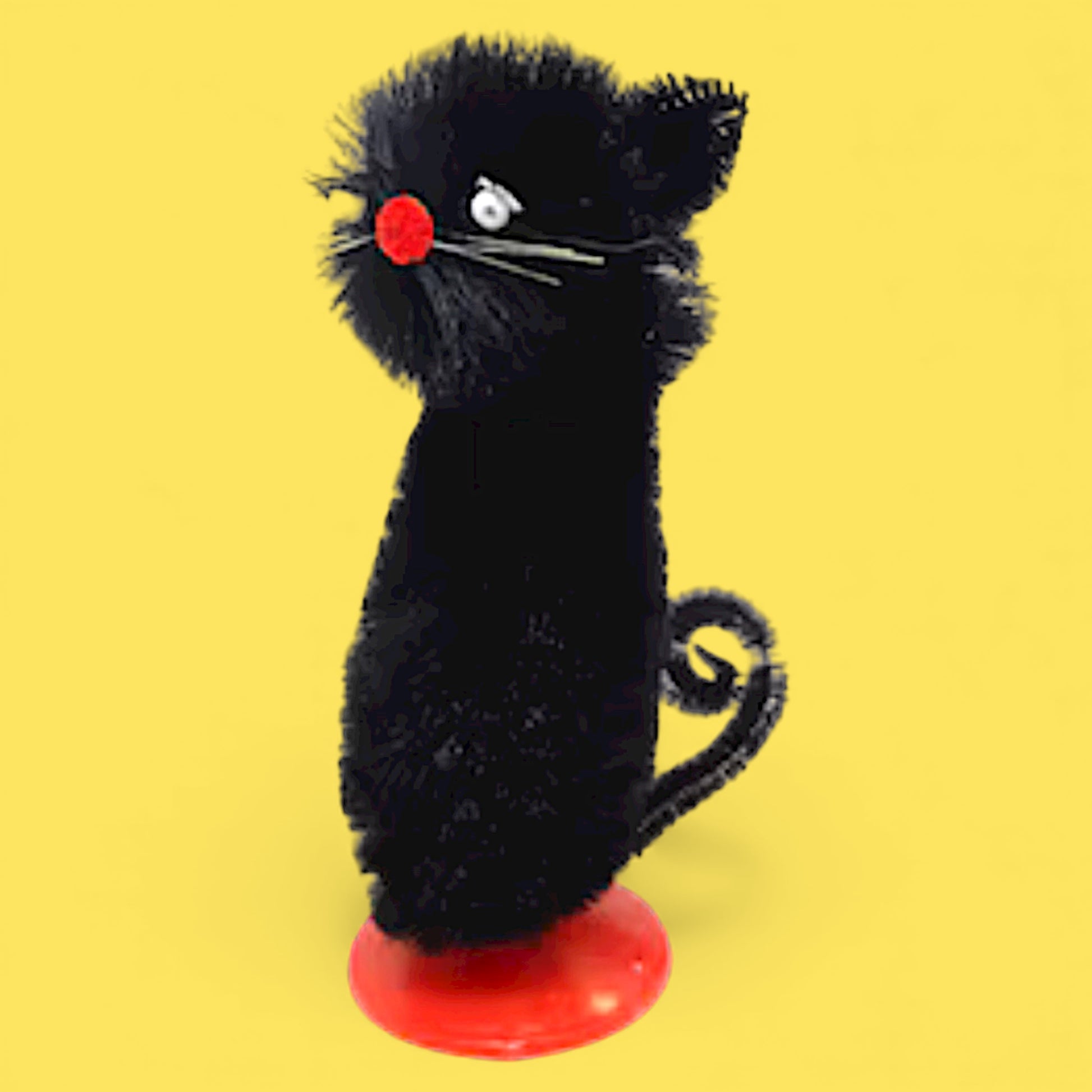 Vintage Chenille Black Cat Party Favor - Hella Kitsch