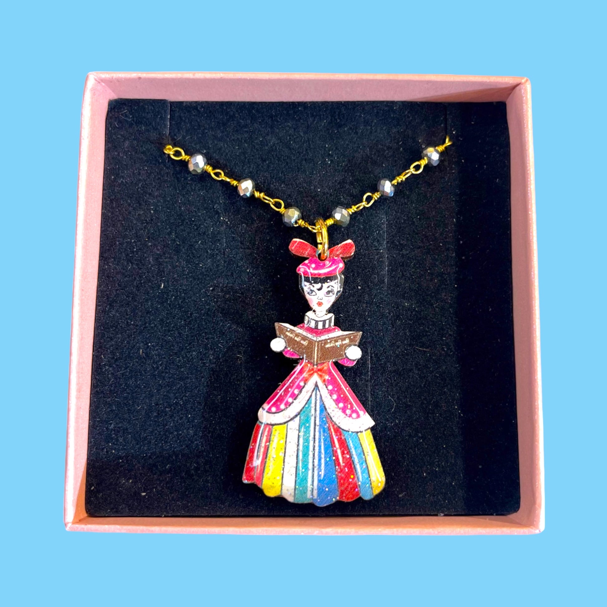 Retro Christmas Caroler Necklace - Hella Kitsch