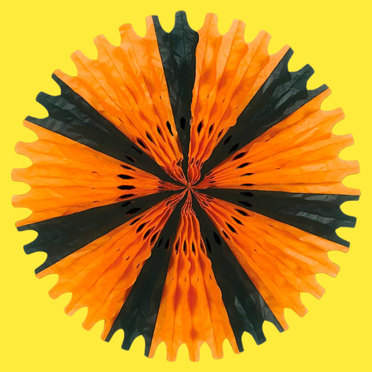 Halloween Paper Honeycomb Fan - Black and Orange