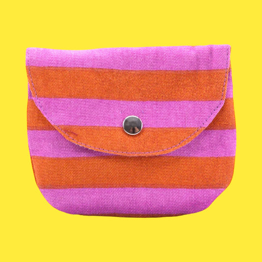 Randa Striped Cotton Purse - Lilac + Orange - Hella Kitsch