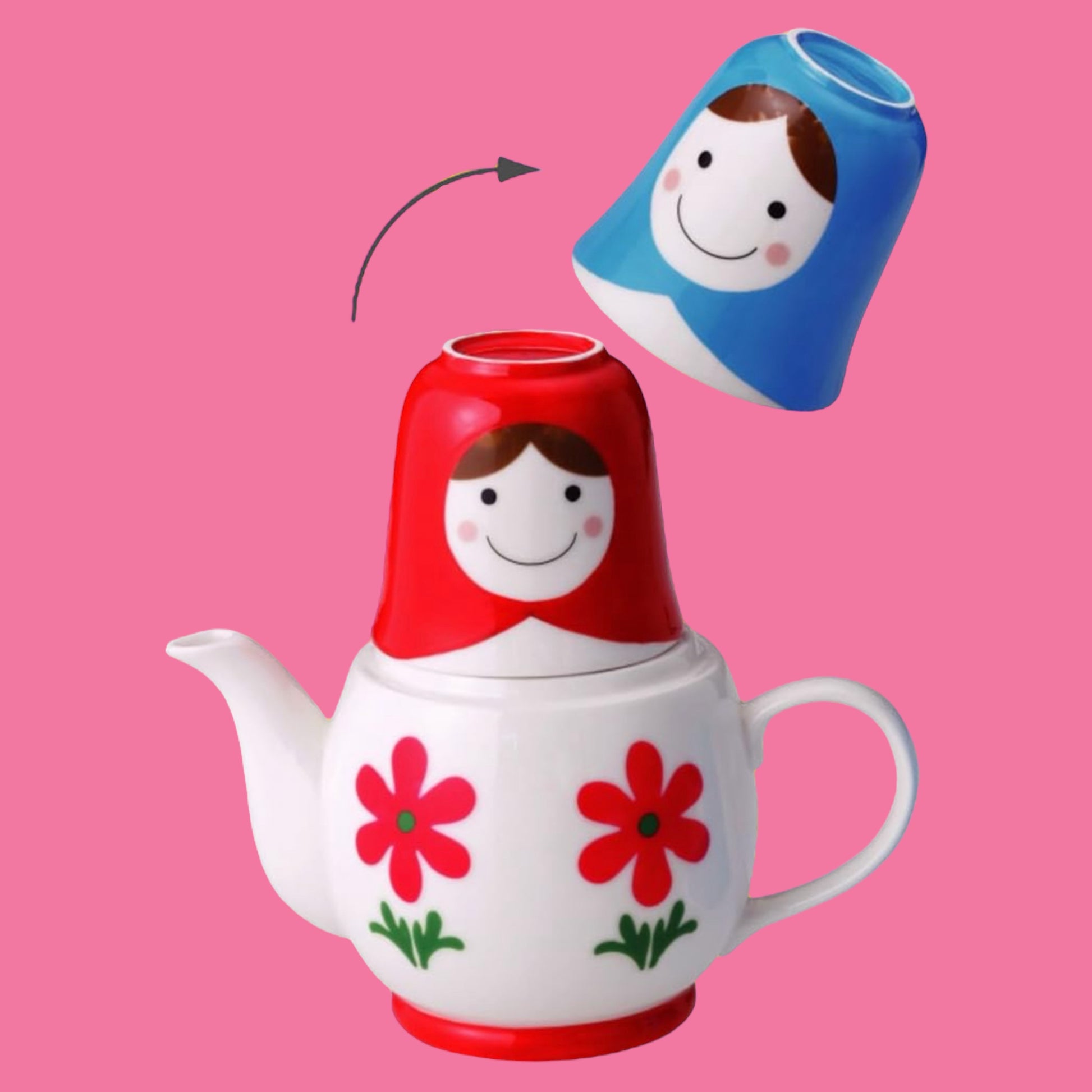 Matryoshka Nesting Tea Pot and Cups - Hella Kitsch