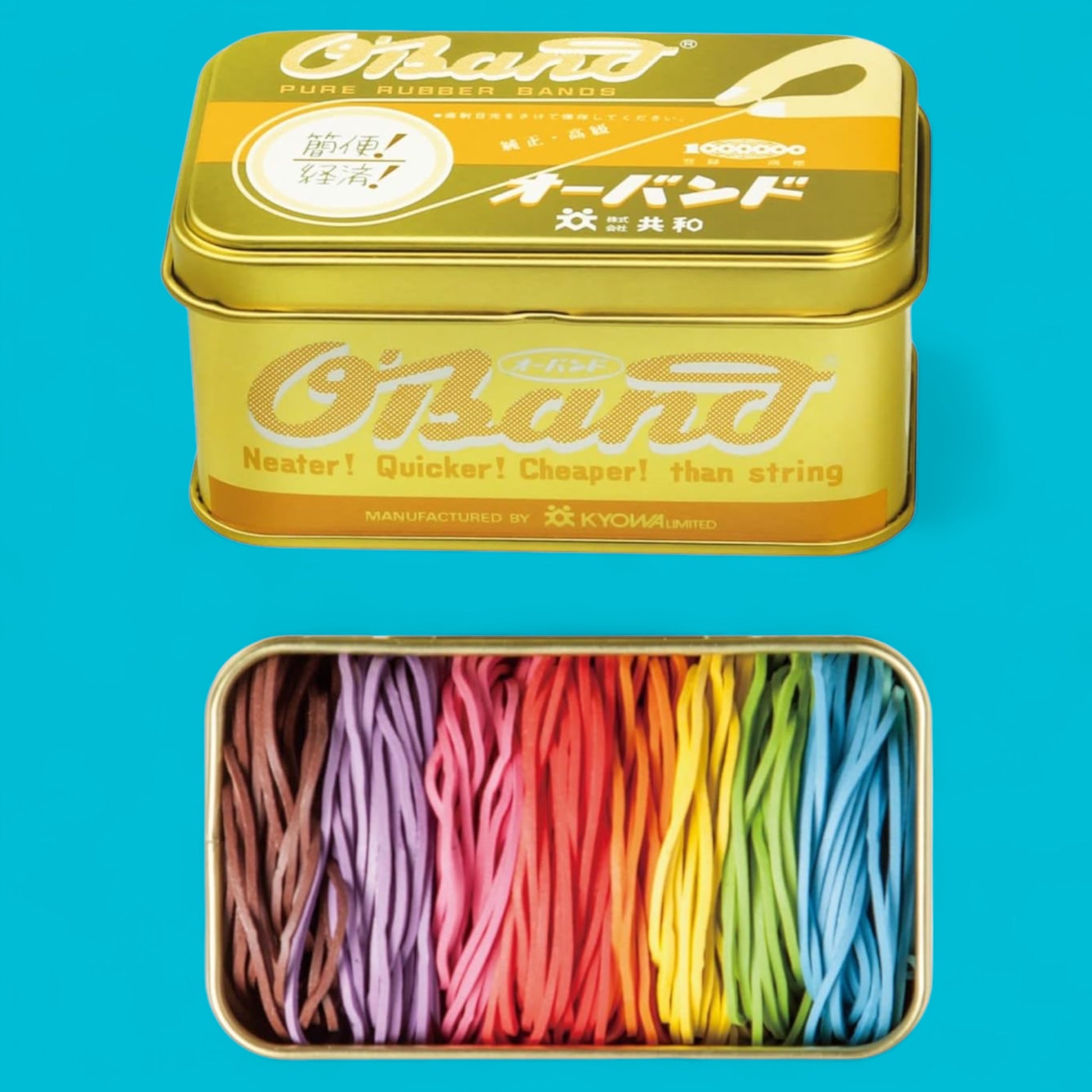 Tin of Rainbow Rubberbands - Hella Kitsch