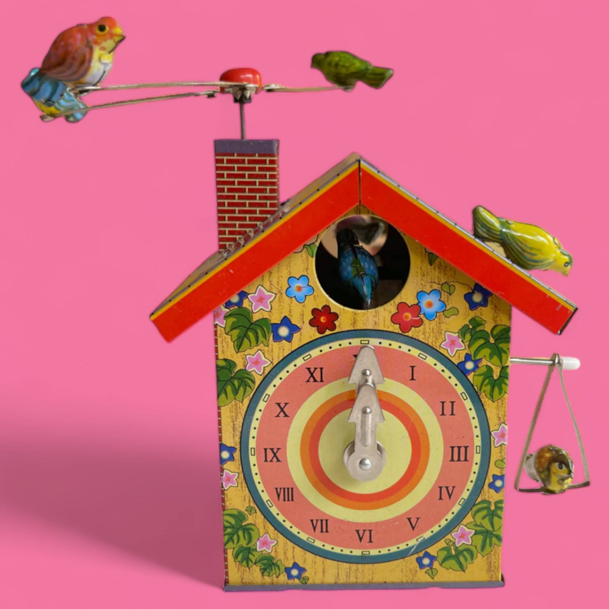 Vintage Flying Birdhouse Wind-Up Toy - Hella Kitsch