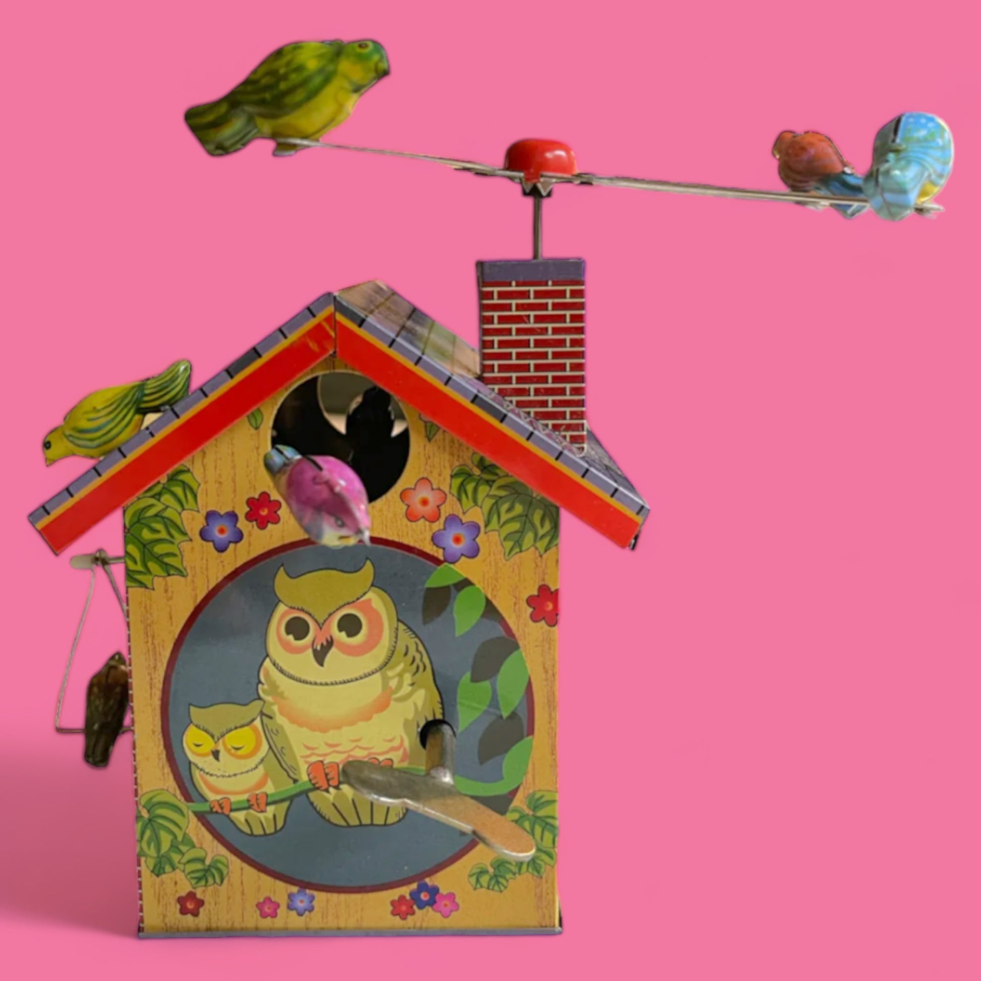 Vintage Flying Birdhouse Wind-Up Toy - Hella Kitsch