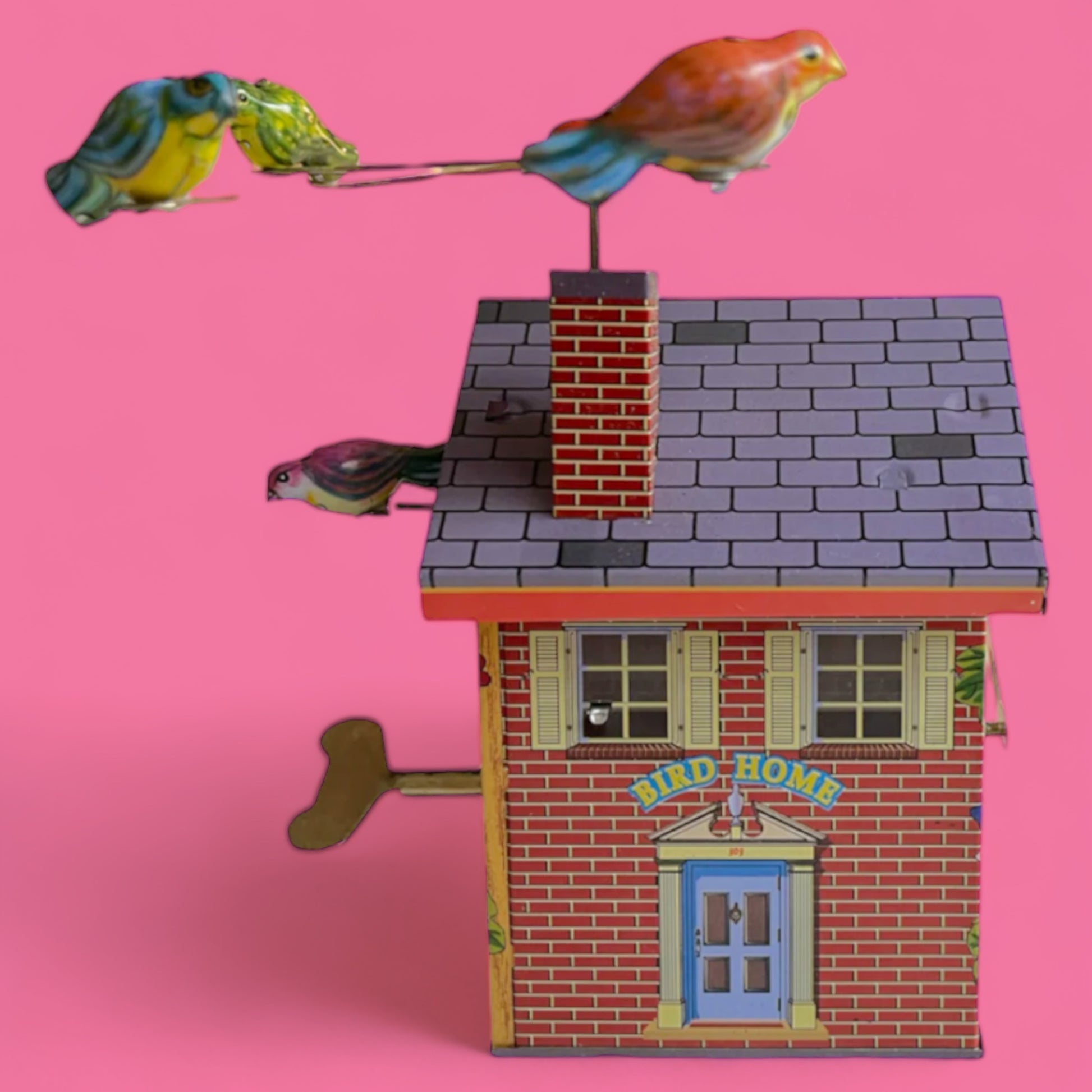 Vintage Flying Birdhouse Wind-Up Toy - Hella Kitsch