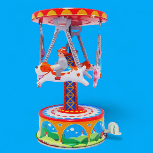 Animal Wind-Up Carousel Tin Toy