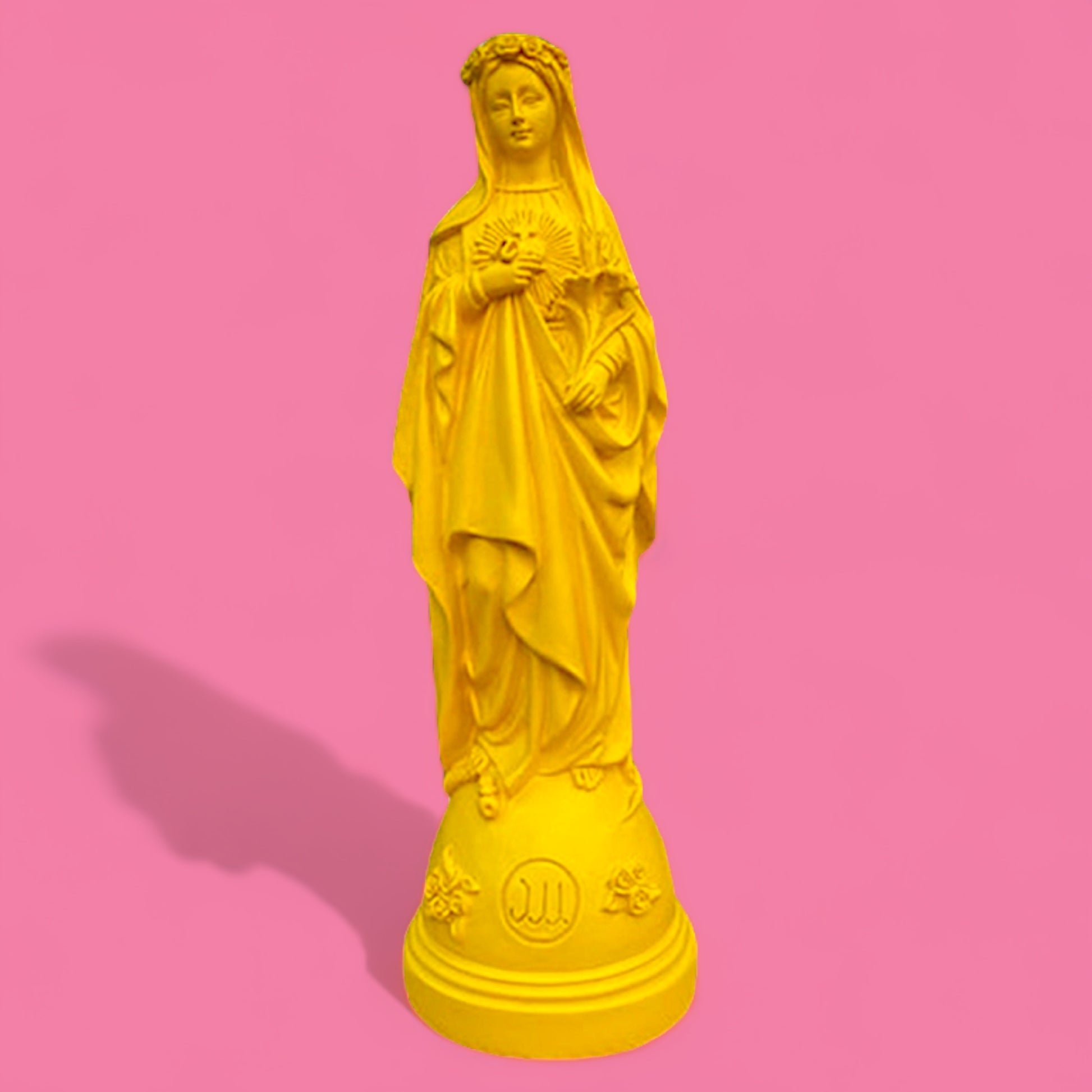 Mary With Flowers Statuette - Yellow - Hella Kitsch