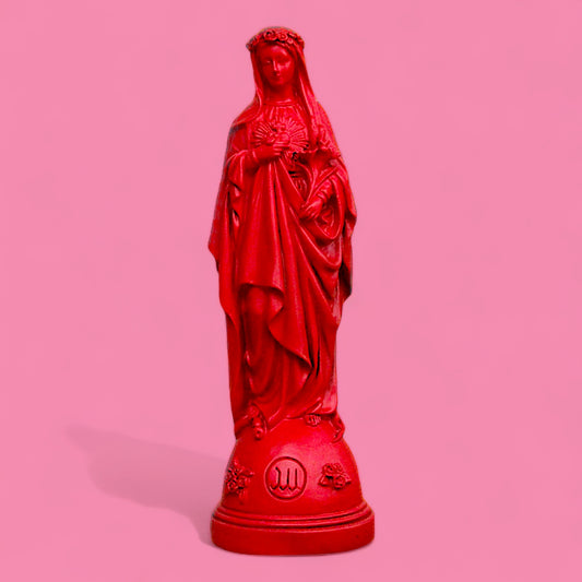 Mary with Flowers Statuette - Red