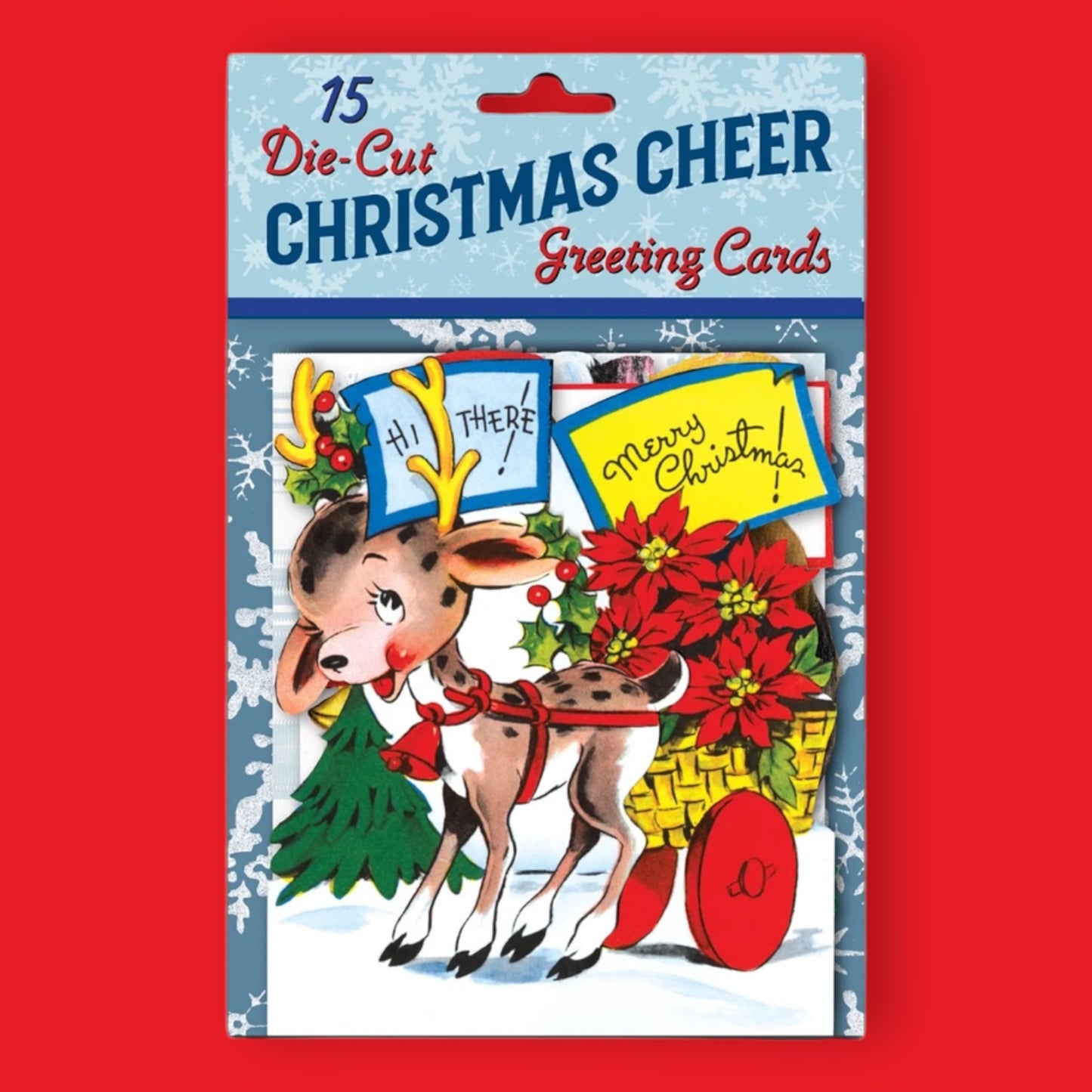 15 Die Cut Christmas Cheer Greeting Cards - Hella Kitsch