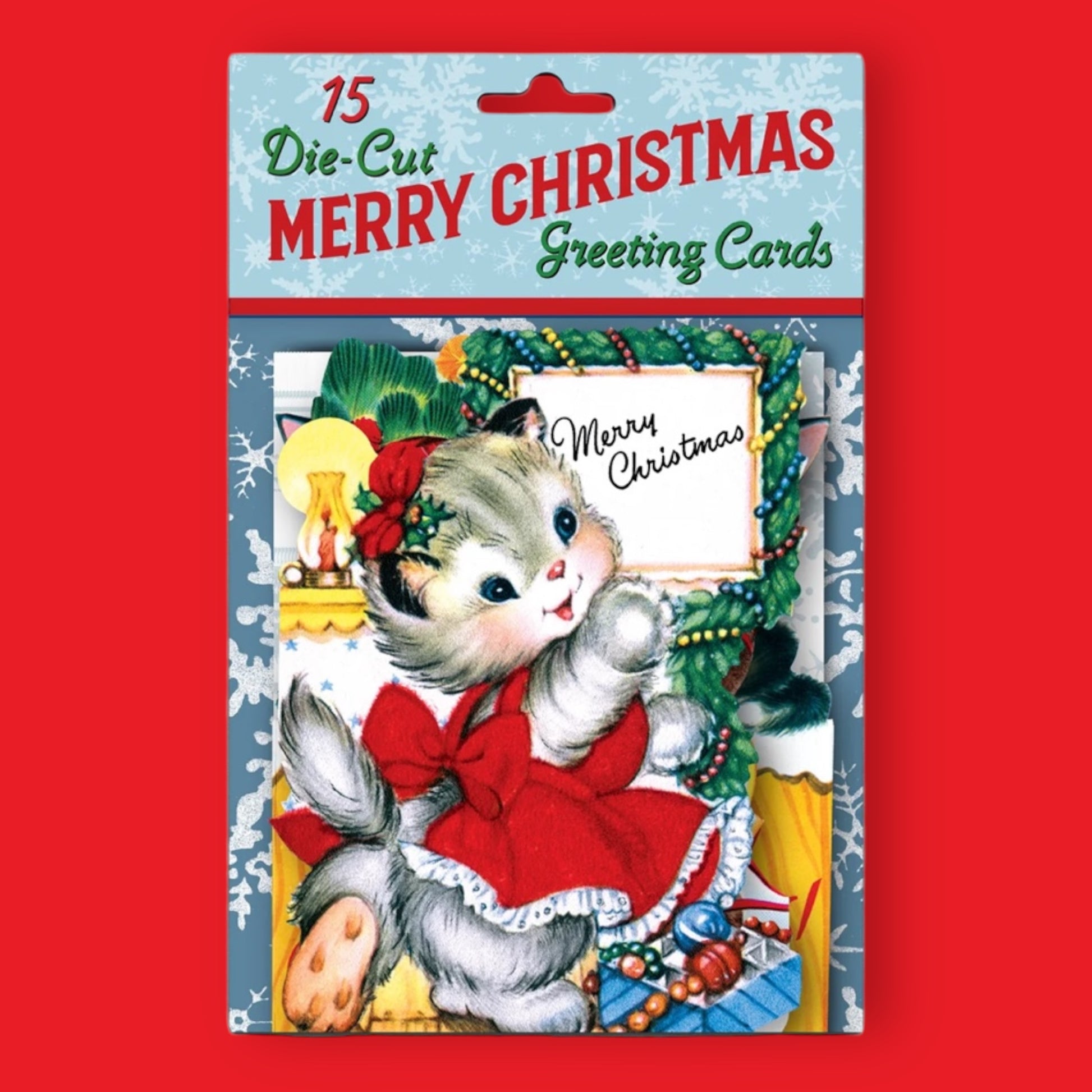 15 Die Cut Merry Christmas Greeting Cards - Hella Kitsch