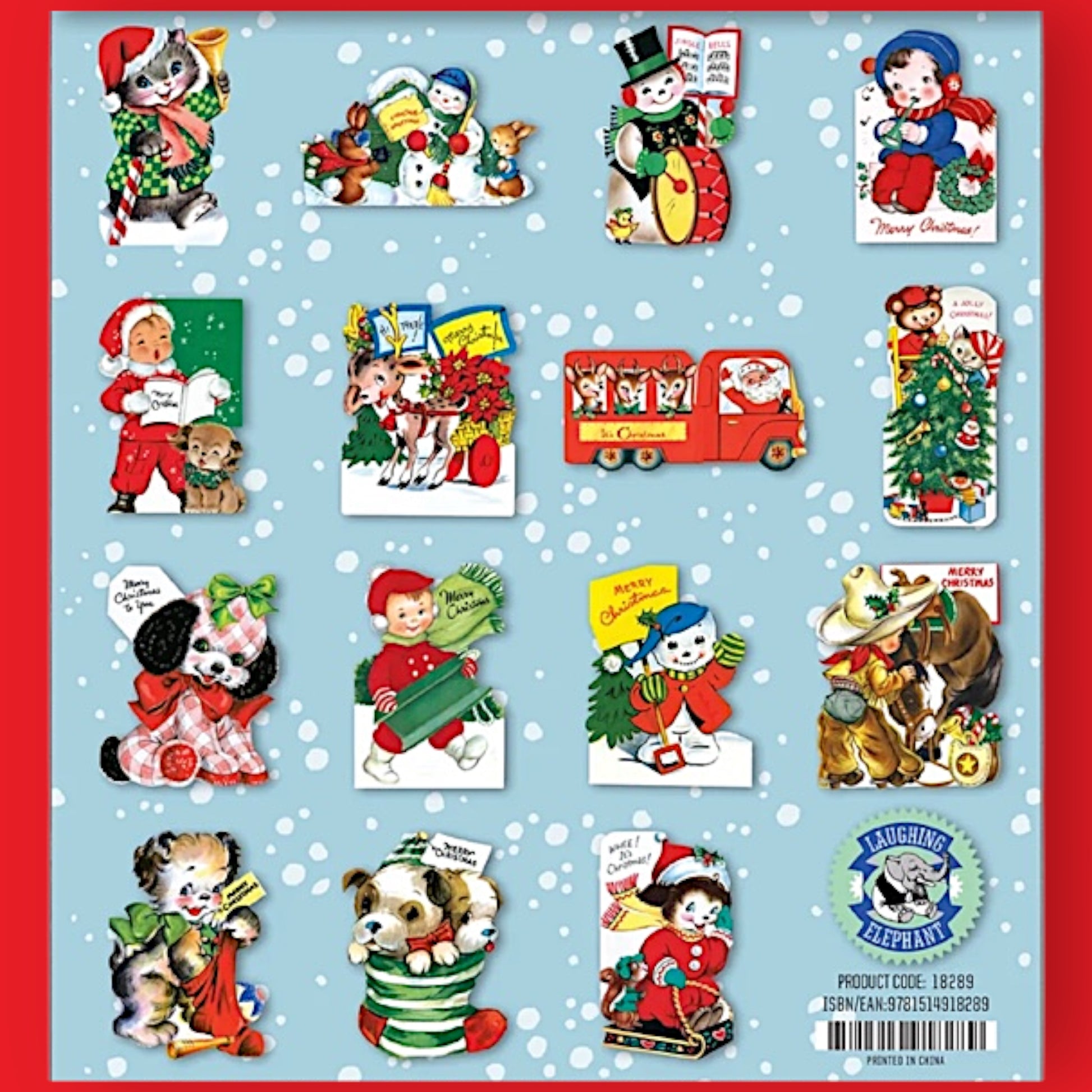15 Die Cut Christmas Cheer Greeting Cards - Hella Kitsch