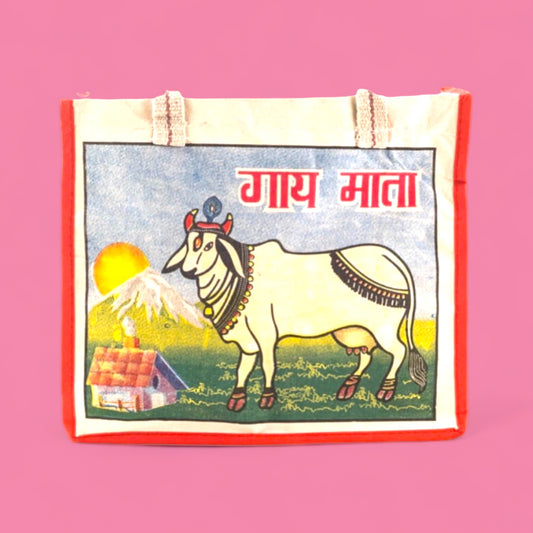 Indian Zipped Market Shopper - Cow - Hella Kitsch