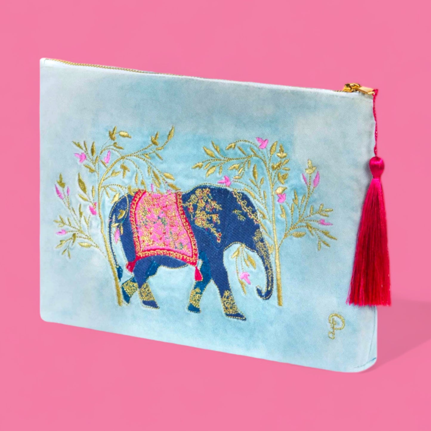 Elephant in Cornflower - Cosmetic Bag - Hella Kitsch