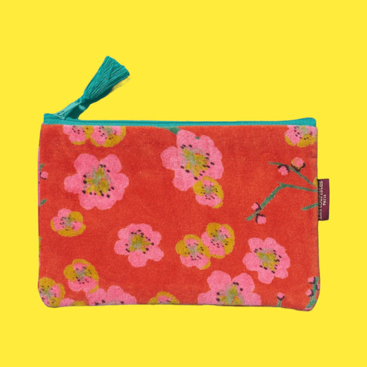 Velour Cosmetic Pouch - Orange - Hella Kitsch