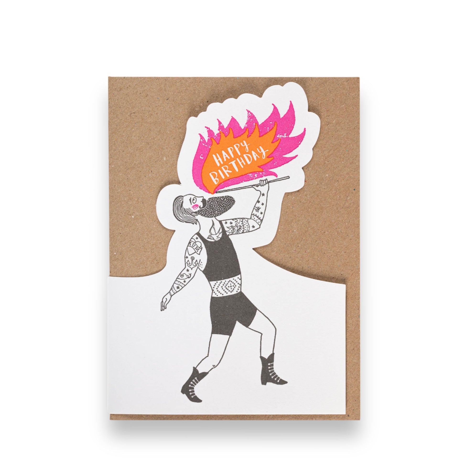 Happy Birthday Fire-Eater Greeting Card - Hella Kitsch