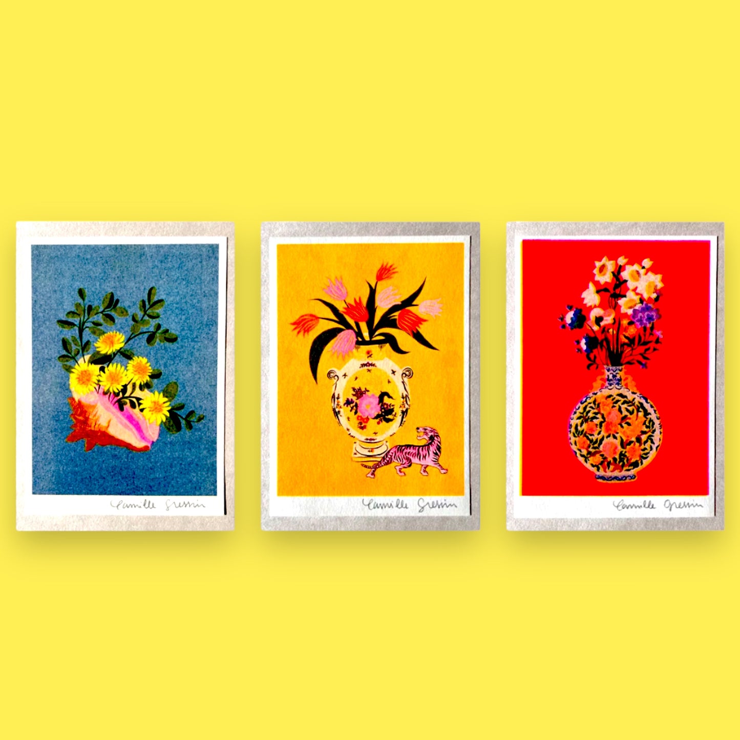 Set of 3 Bouquets - Riso Prints - Hella Kitsch