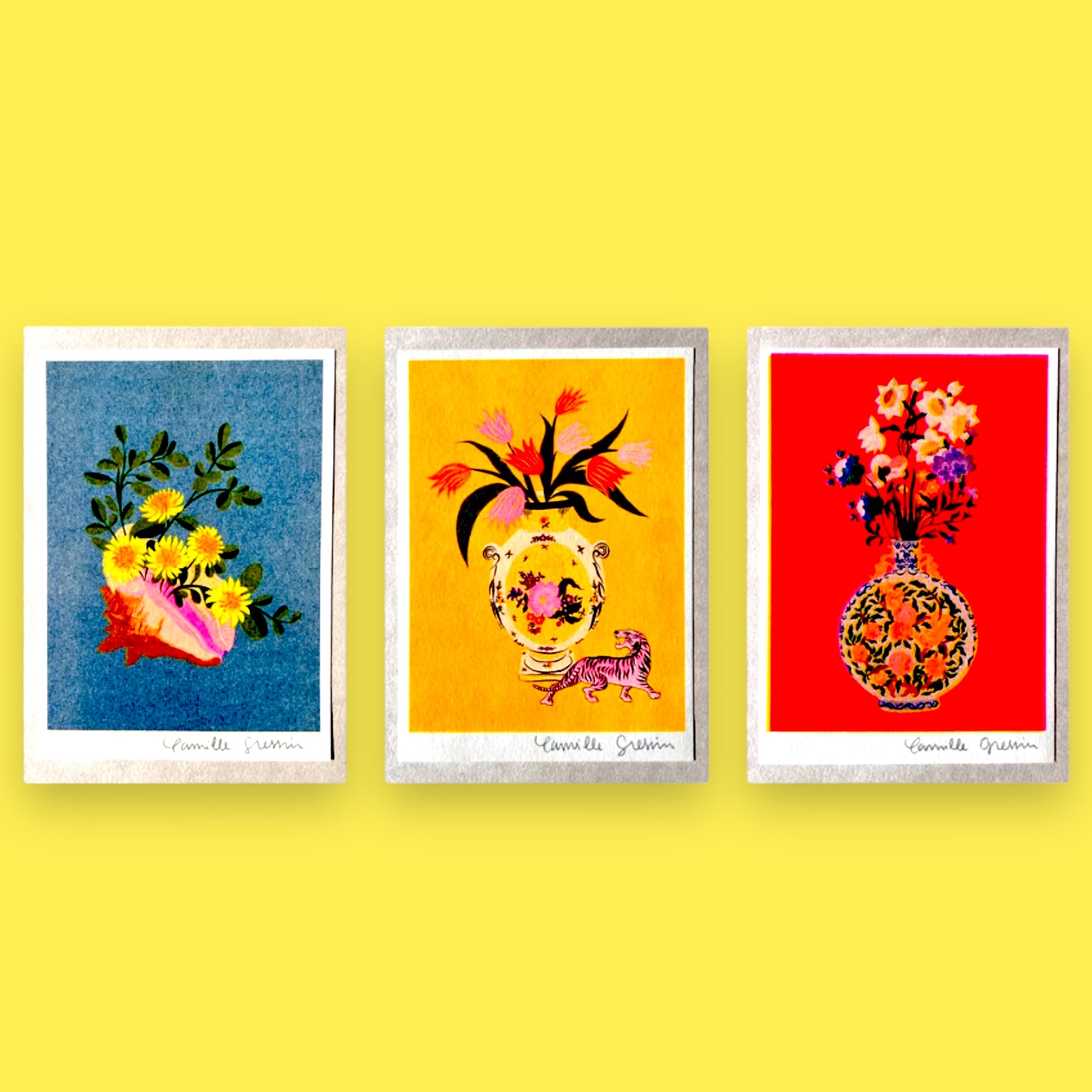 Set of 3 Bouquets - Riso Prints - Hella Kitsch